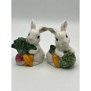 Vintage OCI (Fitz And Floyd) White Bunny Rabbit Ceramic Salt & Pepper Shakers